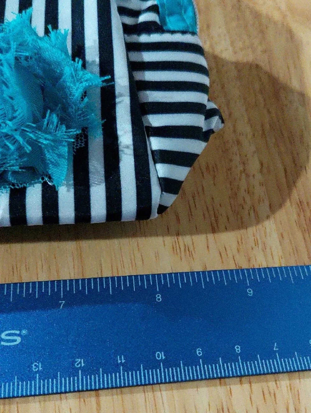 Lancome Black and White Striped Cosmetic Pouch with Teal Accent